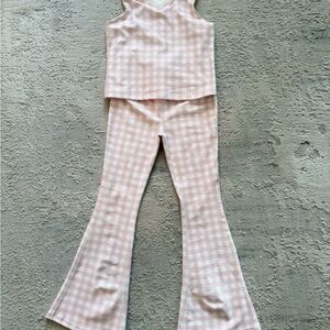 Altar'd State Pink and White Gingham Kids Matching Set